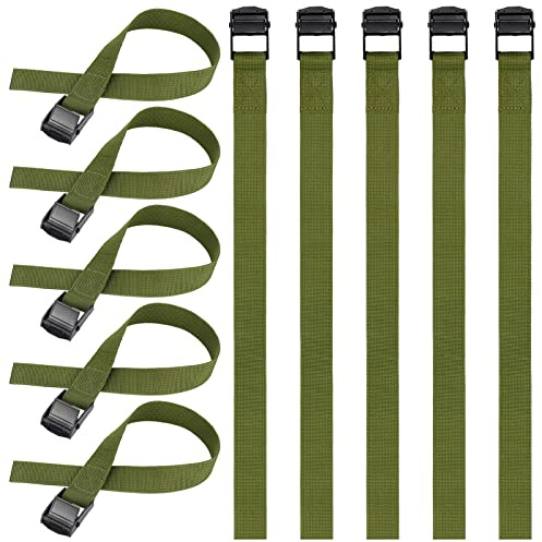 Hejo 10PCS Short Ratchet Straps, Green Ratchet Tie Down Straps with Cam Buckle, Heavy Duty Tensioning Belts Adjustable Lashing Straps for Motorcycles, Bikes, Luggage(40x2.5cm)