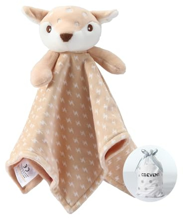 CREVENT Gemütliche Plüsch Baby Sicherheitsdecke Loveys für Baby Mädchen und Jungen Geburtstag (Braunes Hirsch)