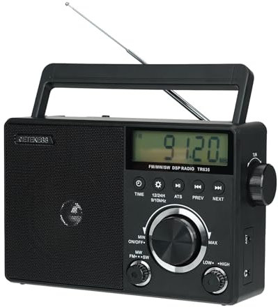 Retekess TR635 Portable Shortwave Radio - FM/AM/SW Transistor Battery Radio with Excellent Reception, Headphone Jack, Large Speaker, Simple, Ideal for Elderly (Black)