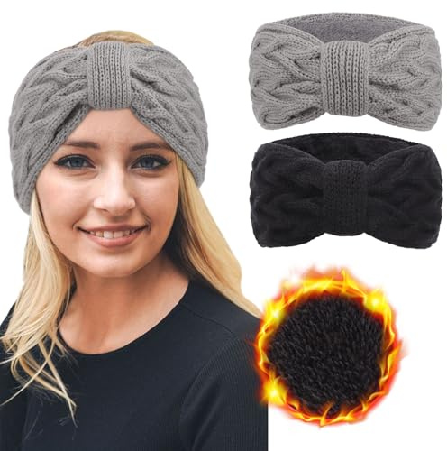 DRESHOW Fascia per Capelli Lavorata a Maglia Calda da Donna Scalda Orecchie All'uncinetto Fasce per Capelli in Pile Spesso