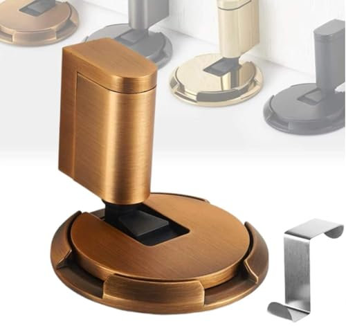 StyBtt Türstopper Boden, Mechanical Floor Door Stopper, Door Stopper, Türstopper Boden Kleben, Mechanischer Bodentürstopper, Tür Halter, Mit Türhaken (Messing)