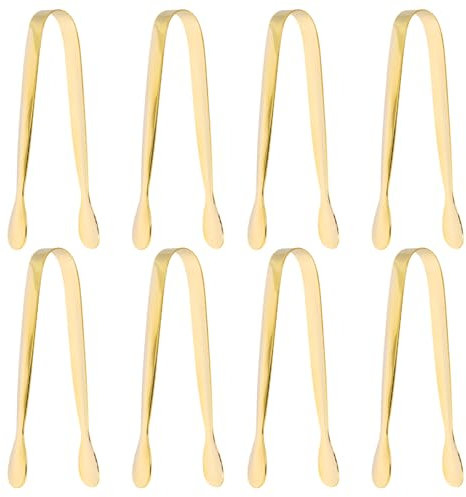volumoon Zucchero Clip, 8 Pezzi Pinze per Zucchero in Acciaio Inox, Mini Pinze per Servire in Acciaio Inox per Cucina, Multiuso Pinze per Ghiaccio per Matrimoni, Barbecue, Caffè (11 × 1.6 cm, Oro)