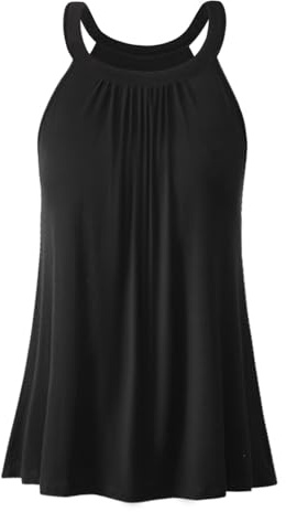 Vislivin Womens Tank Tops with Built in Bra Halter Neck Vest Tops Loose Fitting Camisole S-XXXL