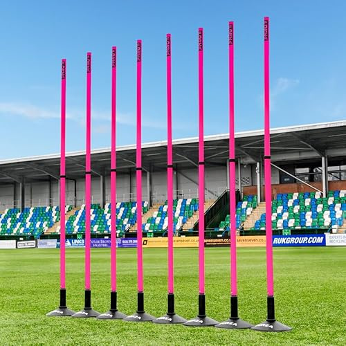 FORZA Teleskopiska slalomstänger | Justerbara 8-pack träningsstänger för sportborrar och smidighet – flera färger