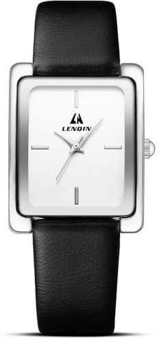 LN LENQIN Uhr Damen Armbanduhr Damen Uhr mit Großen Ziffern Analog Quarzuhr für Frauen mit Lederband