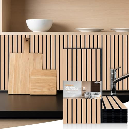 Mollywell Wood Panels for Wall, Oak, 6 Pack, 60x30 cm