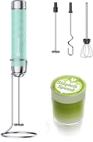 Maestri House Espumador De Leche, Batidor Eléctrico Con Control De Velocidad Sin Escalonamiento, Mezclador Recargable Con 3 Tipos De Batidor Y Soporte De Acero Inoxidable
