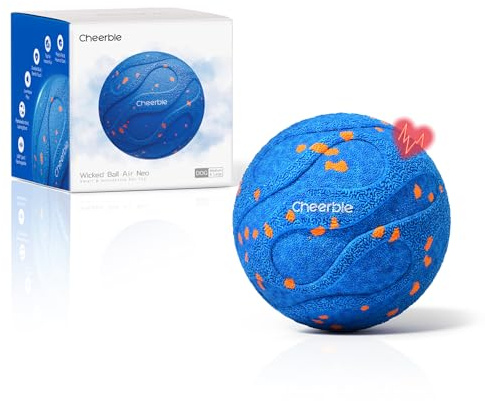 Cheerble Palla Interattiva per Cani - Wicked Ball Air Neo con Modalità Rilassante, Giocattolo per Cani con 3 Modalità, IPX7, E-TPU, Giocattolo Silenzioso per Cani Piccoli e Grandi, blu