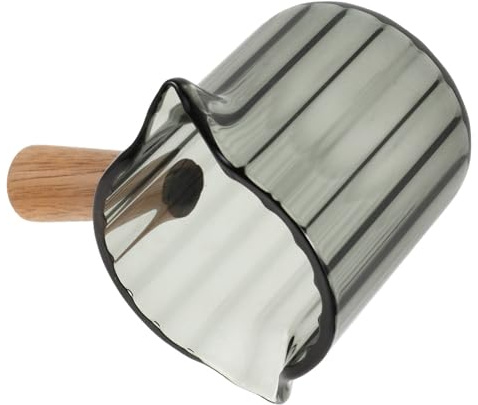 HEANUJJ Versatore per Latte in Vetro Borosilicato con Manico in Legno, Design Compatto a Forma di V, Bicchiere da Espresso Versatile da 90ml per Uso Quotidiano
