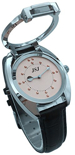 VISIONU Reloj De Pulsera Braille para Invidentes o Personas Mayores (Rosa Dial, Correa de Cuero)