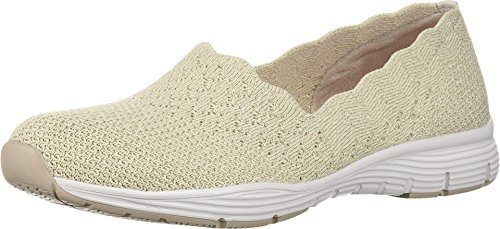 Skechers Women's Slip On Trainers, Beige Natural Flat Knit Nat, 6.5 UK
