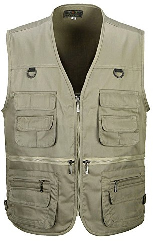 PengGengA Herrväst väst safari med flera fickor hundträning väst jakt vandringsväst ärmlös jacka utomhus fotografering väst, Khaki, XL