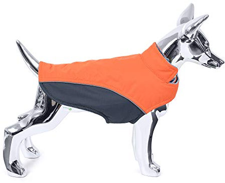 Mile High Life | Waterproof Warm Dog Jacket | Small Dog Jacket Easy Closure Step in | Puppy Coats Reflective Stripe for Nigh Walk | Small Pets (S, Orange)