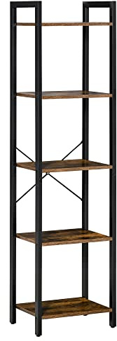 HOMCOM Libreria Stile Industriale a 5 Scaffali, Mobile Libreria in Legno e Acciaio per Casa, Ufficio e Studio, Marrone Rustico