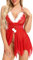 BESDEL Weihnachts-Dessous für Damen Sexy Weihnachten Reizwäsche Nikolaus Kostüm Weihnachtskostüm Rot S