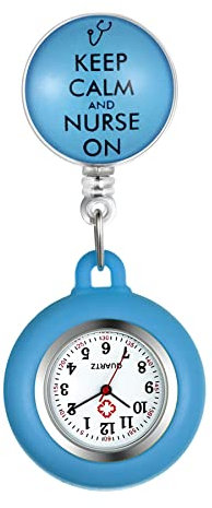 Silverora Krankenschwester Uhr einziehbare Clip-on Taschenuhr mit Stethoskop-Revers Fob Taschenuhr Arzt Schwesternuhr Silikonhülle für Damen und Herren