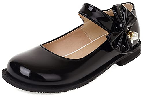 Bviennic Femmes Mignon Bout Rond Mary Janes Flats Dolly Chaussures Confort Eté Mariage Bride Ballerina Prom Bride Cheville Chaussures Noir Taille 44 Eu-46Cn