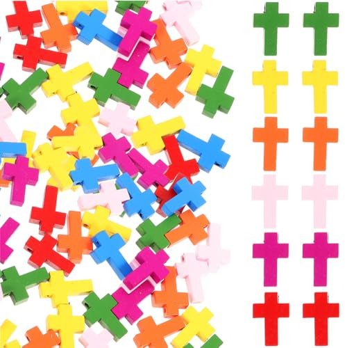 ABOOFAN 100 Uds Colgantes De Madera Cruces Pequeñas Para Hacer Joyas Diy Abalorios De Cruz De Colores Para Pulseras Collares Y Accesorios Artesanales Creativos
