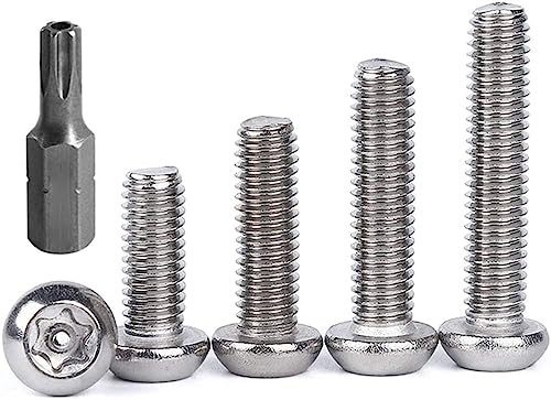 FarDeer Tornillos Torx Acero Inoxidable de acero inoxidable tornillo de chapa de Seguridad M5 tornillo de chapa de Seguridad tornillo de plata antirrobo y a prueba de manipulación. (M5*16mm * 30pcs)