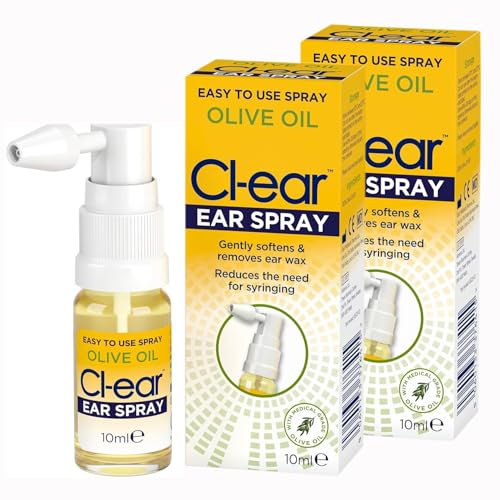 Cl-ear Olive Oil Ear Spray: Natural Wax Removal for Softening & Prevention - Suitable for Adults, Elderly, and Children - 20ml (2 Pack)