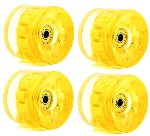 JCCHT 65x51mm l Ruote per Pattini a rotelle Land Surfboard Ruote Luminose Longboard Skateboard Luci Lampeggianti Ruote con Cuscinetti Cruiser Ruote 4 Pezzi,Giallo