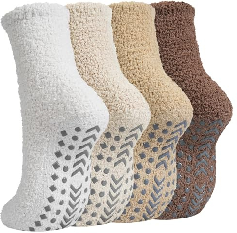 Caldodo Women's Fluffy Slipper Socks, Winter Warm Thermal Bed Socks for Ladies and Girls, Cosy Fuzzy Fleece Non Slip Socks with Grippers for Home Floor Sleeping
