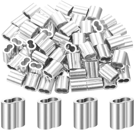 130Pz Manicotti in Alluminio, Ghiere in Alluminio per Fune Metallica, Cavo Crimps in Alluminio a Doppio Foro, Morsetto Maniche per Cavo, Funi, Corda in Acciaio, M4