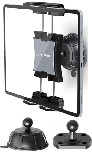 OHLPRO 2-in-1 Tablet Wall Mount with Suction Cup & Screw Holes Base, 360° Adjustable Swivel Universal iPad Wall Holder for 5-13“ Phone iPad Samsung Tabs Fire HD Perfect for Kitchen Bedroom Office