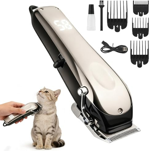 Silenciosa máquina de cortar caballos, 20 W, para cabello grueso y enredado, con batería de 1500 mAh para un largo tiempo de funcionamiento, potente cortadora de pelo, 180 mm × 45 mm