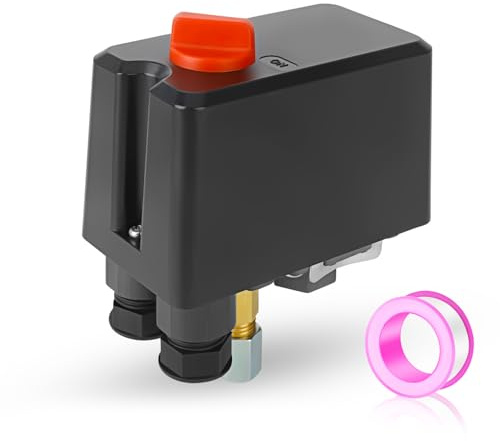 MEANLIN MEASURE Vanne de commande du pressostat du compresseur d'air 8.3~10.3BAR/120~150PSI 110V-240V,Pièces de rechange unidirectionnelles avec ruban en téflon
