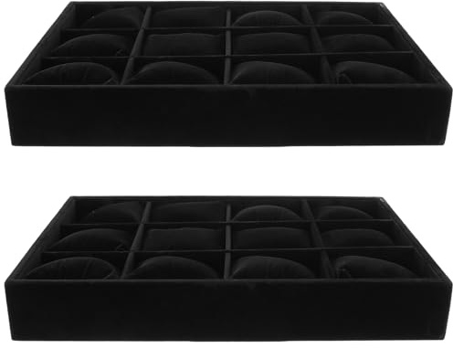 OHPHCALL 2 Pezzi Vassoi Impilabili per Orologi e Bracciali Set Scomparti in Velluto Nero Organizer da Cassetto con Cuscini Morbidi per Gioielli e Orologi per Esposizione e Conservazione
