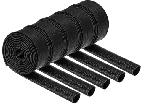 QUARKZMAN 5 stycken trådisolering, fläta, brandslang 6,6 Ft-14 mm, ID svart hög temperatur, silikonbelagda glasfiberslangar för bilar, slangar, elektriska ledningar