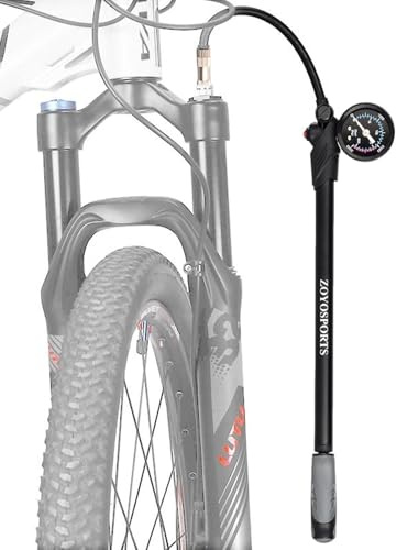 Bomba amortiguadora de alta presión para bicicleta - Bomba de aire de suspensión trasera de horquilla de 300 psi, sin fugas, diseño de mango en T, construcción duradera de aleación de aluminio |