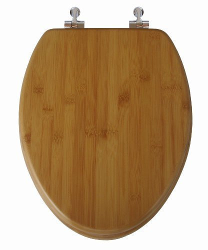 Native Impression Elongated Toilet Seat w/Brushed Nickel Hinges, Natural Bamboo