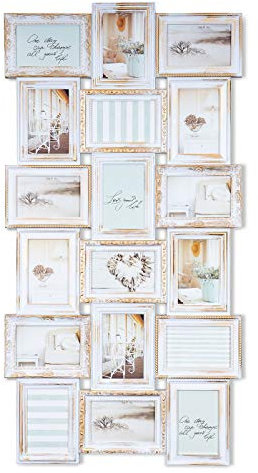 levandeo Marco Incluye Tornillos – Blanco para 18 Fotos de 10 x 15 cm – Barroco Antiguo nostalgisch Nostalgie rústico – Marcos de Fotos Marco de Fotos de ergalerie