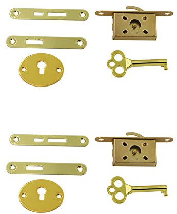 Geenite 2 Pack Wood Box Locks, Vintage Case Locks Metal Latch Small Locks Antique Jewelry Box Locks Woodworking DIY Hardware (Gold)
