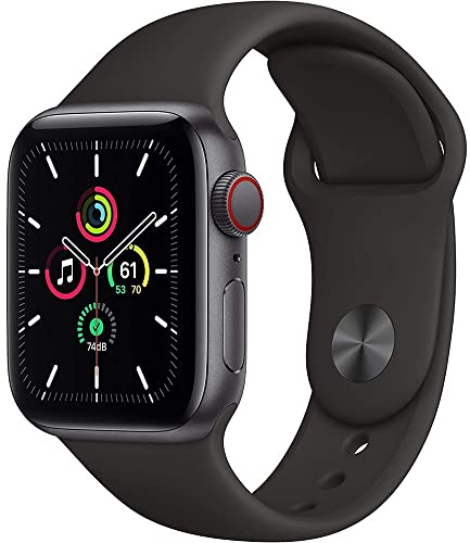 Apple Watch SE (GPS, 44mm) - Space Gray Aluminum Case with Black Sport Band (Renewed)