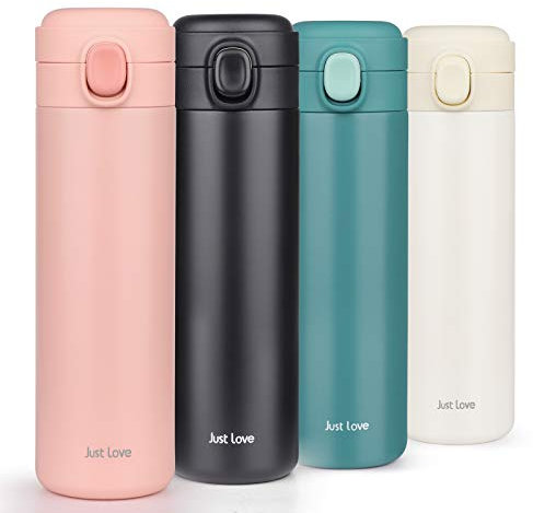 HASAGEI Travel Mug - Reusable Insulated Cup With Leakproof Lid for Hot and Cold Drinks, Water, Coffee and Tea - Vacuum Stainless Steel (Pink, 450ml)