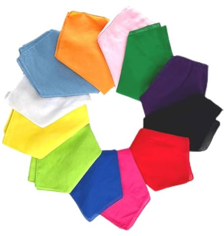 12 Pcs Pañuelos Bandanas de Algodón de Color Sólido Bufanda Multifuncional para Mujeres Hombres Aleatorio