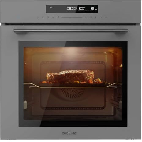 Cecotec Horno Integrable 60cm Bolero Hexa SM406000 Glass Grey A+. 2900W, 72L, 12 Funciones, Piedra para Pizzas, Steam Assist, Steam EasyClean, Modo Eco y Defrost, Electronic Timer