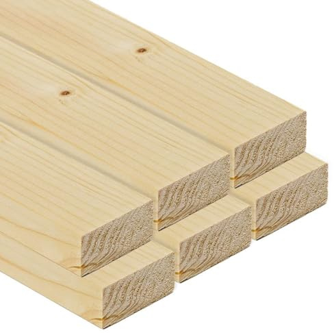 TWE Listelli Legno Massello Abete x 2 Metri Piallati su Quattro Lati con Smusso su Spigoli Made in Italy Confezione da 6 pz (20x40) mm
