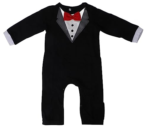 Baby Smoking Onesie 80 cm, Långärmad Gentleman Romper för Bebiskläder, Svart Jumpsuit med Fluga – Stilfull Bebisdräkt för Nyfödda och Småbarn