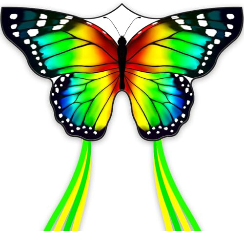 SGftre Butterfly Kite - Cometa de playa, cometa para niños, cometa grande fácil de volar para niños de 2 a 4 años, niños de 4 a 8 y 8 a 12 años, adultos (mariposa de primavera)