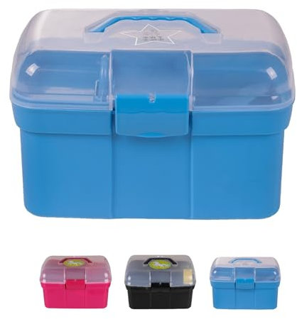 NETPROSHOP Putzbox mit verschiedenen Bürsten in passenden Farben ca.29x19x20cm Pferdepflege, Farbe:Blau