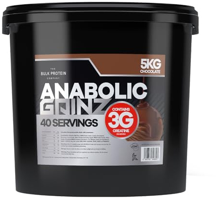 Anabolic Gainz 5kg – Mass Gainer – 30g Protein Powder – Contains 3g Creatine Per Serving – Post Workout Recovery Fuel to Build Lean Muscle – 40 Servings – GMP Certified – TBPC (Chocolate)
