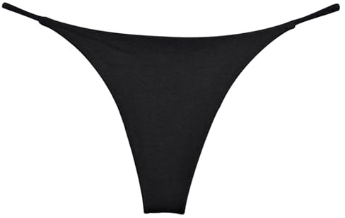 RUNQHUI G-String Femme Micro String Ficelle Mini Bikini Ficelle sous-vêtement Bas de Maillot de Bain Shorty Noir M