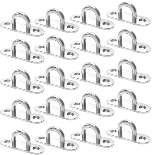 worahroe 20 placas de ojo de acero inoxidable M5 – Inoxidable, alta capacidad de carga de hasta 40 kg, ideal para fijación en techo, ojal de pared, gancho de fijación, DIY, accesorios para barcos,