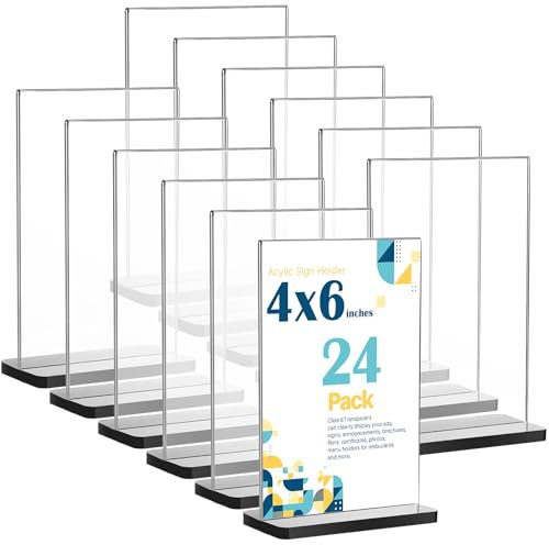 Namalu 24 Stück Tischaufsteller A6 Aufsteller Tischständer Acrylaufsteller A6 Acryl Display Ständer Werbeaufsteller Preisschilder Transparent für Prospekte Werbung Menükarte Fotorahmen(10 x 15 cm)