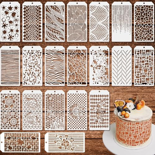 Lot de 21 pochoirs de texture pour peinture, 24 x 12 cm, pochoirs réutilisables en plastique pour travaux manuels, motifs inspirés de la nature avec fleurs, feuilles et motifs géométriques, pour | Réutilisable et facile à nettoyer, motifs de feuilles naturelles, accents en toile, grands motifs, panneaux de meubles