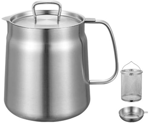 Vocdikficy Pentola da Cucina In Acciaio Inossidabile da 2 Litri, Padella per Friggere, Grande Capacità, Filtro per Olio Multifunzionale, Pentola per Friggere In Profondità